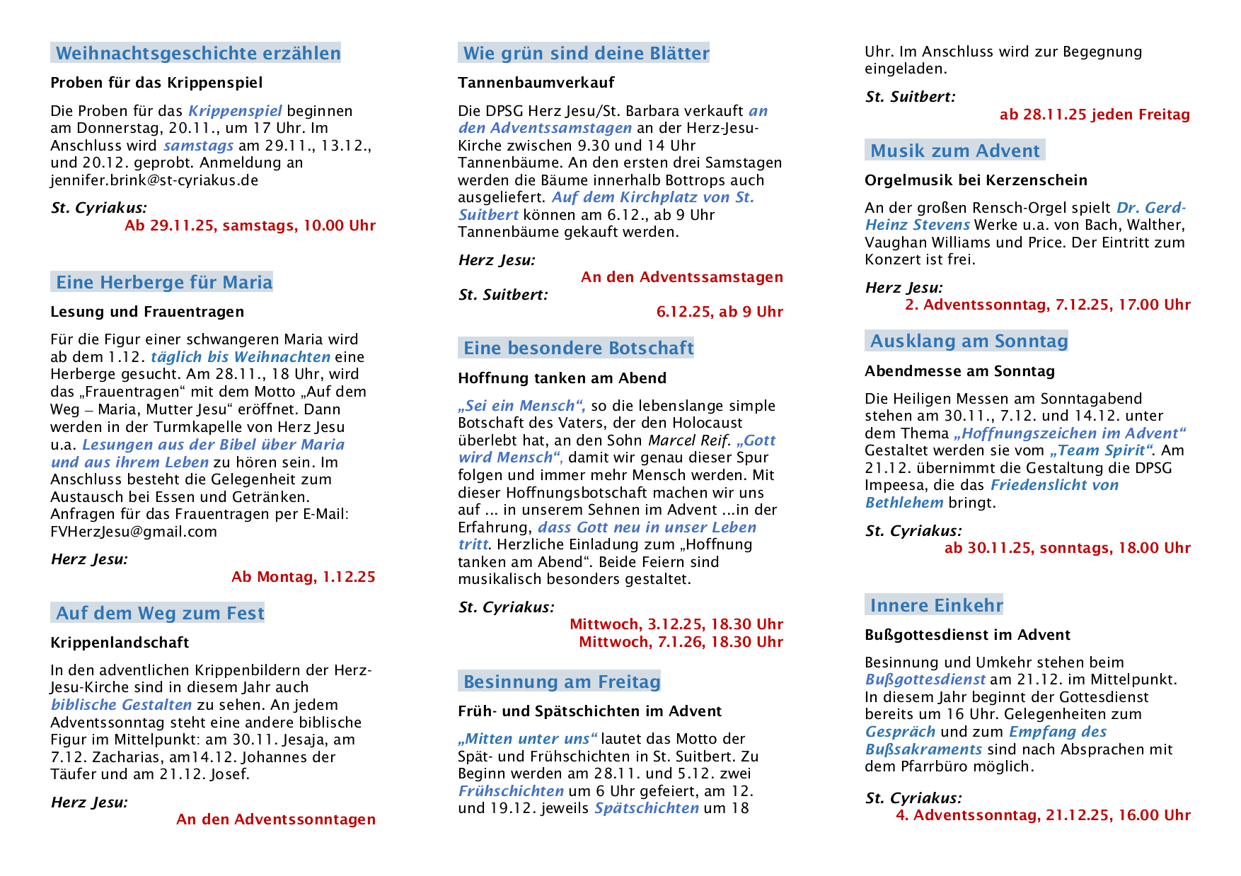 Flyer Advent Weihnachten 2